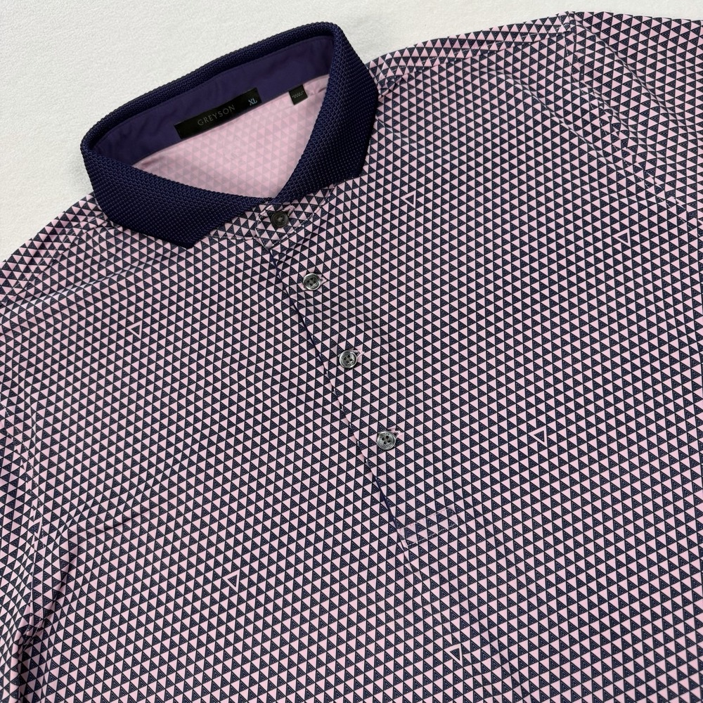Greyson Mens XL Pink Purple Performance Stretch‎ Short Sleeve Golf Polo Shirt
